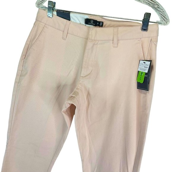 Volcom Dress Pants Womens Sz 28 Beige Fix Waist Slim Straight Regular Fit $75Nwt - Picture 4 of 15